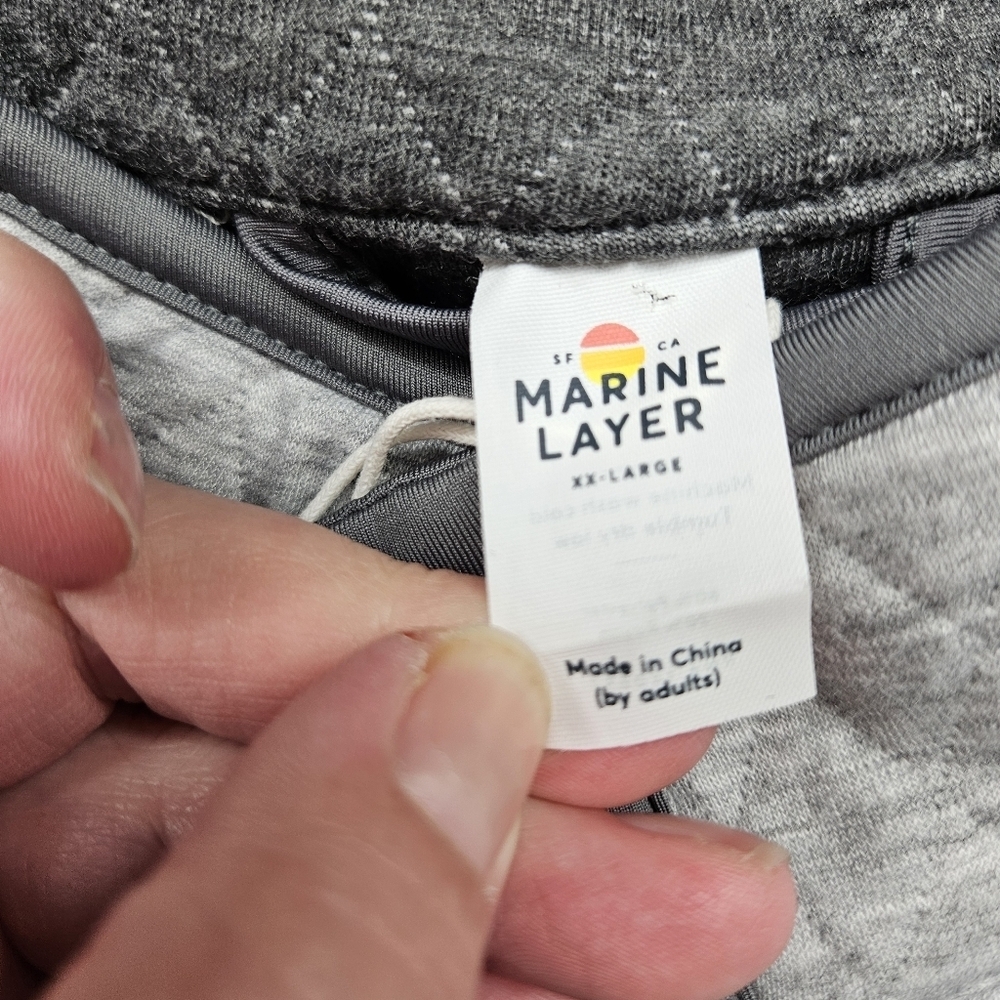 Marine Layer Reversible Corbet Pullover 2XL Charcoal & Heather Grey Quilted - Picture 4 of 10
